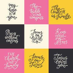 Set of hand drawn religions lettering vector