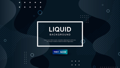 Dynamic abstract wavy background. Modern black fluid shape with geometric dots composition. Dark background vector illustration.