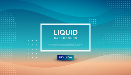 Modern blue and brown dynamic background. Geometric fluid with halftone shape composition. 