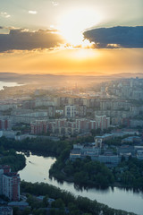 sunset over the city of Yekaterinburg