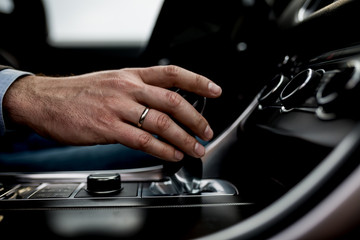 Business man sitting in the car