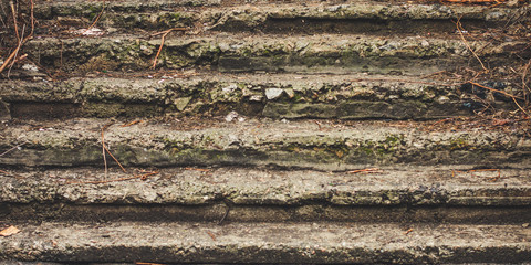 abandoned staircase (broken steps, bricks, cement and scratches). Background