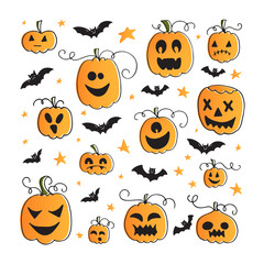 Vector Halloween stickers isolated on white background