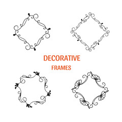 Vector set of ink logo frame isolated on white