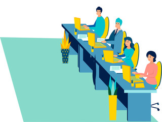 Selection committee. The interior of the office isolated on white background. Flat style. Cartoon vector