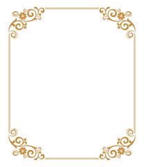 Decorative frame Elegant vector element for design in Eastern style, place for text. Floral golden border. Lace illustration for invitations and greeting cards.