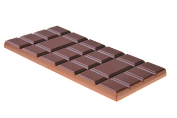 Bar of chocolate on a white background. Close-up