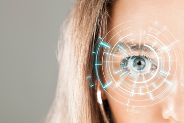 Human eye and graphical interface. Smart wearable technology concept