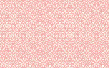 Fish scales are red, white and have flowers that reflect light. Japanese style background - vector