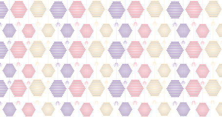 Multicolored lamps in red, yellow and purple, beautifully arranged in a variety of styles, colors, pleasures and parties - vector background illustrations