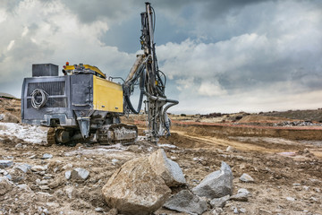 Rock and stone drilling in a building site