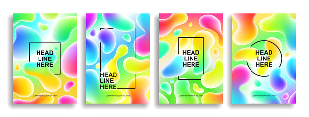 A collection of colorful liquid covers. Wavy shapes with gradient. Modern design. Eps10 vector