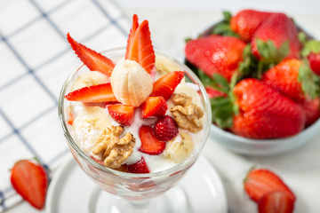 Healthy dessert in glass. Healthy food concept
