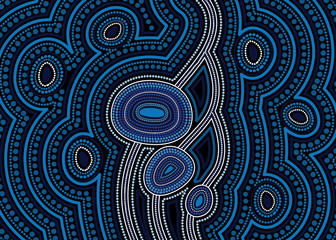 Fototapeta na wymiar Illustration based on aboriginal style of dot background. Connection concept