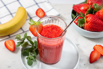 Sweet fresh strawberry smoothie