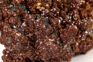 Macro stone Calcite mineral on a white background
