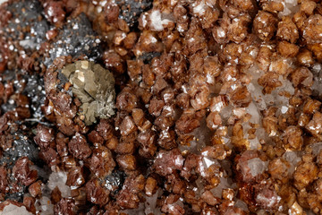 Macro stone Calcite mineral on a white background