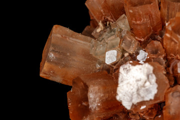 Macro stone Aragonite mineral on a black background