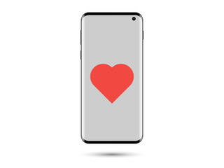 Smartphone with heart shape wallaper gray 
background on white background isolated vector illustration. Illustration of repare 