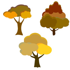 vector set of autumn trees