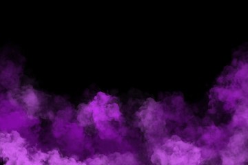 purple smoke clouds isolated on black background