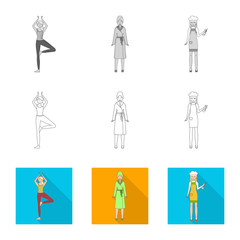 Vector design of posture and mood symbol. Collection of posture and female stock vector illustration.