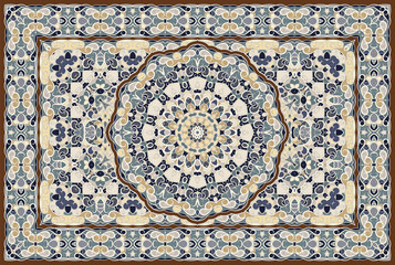Rich Arabic ornament for carpet. Colored Persian rug. - 262562492
