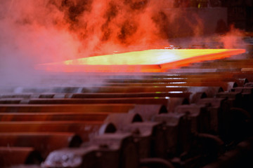 hot steel coil on conveyor