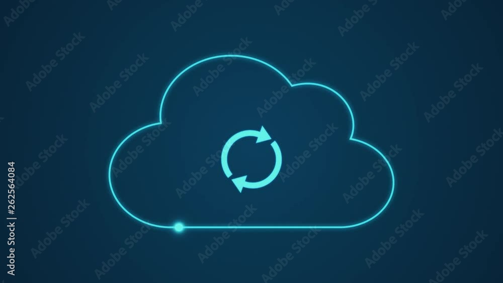 Sticker download and upload data from the cloud, concept of online storage service