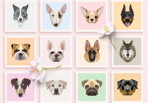 12 Geometric Dog Icons