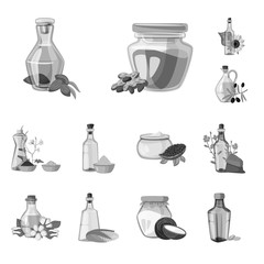 Vector illustration of nutrition and organics logo. Collection of nutrition and glass  vector icon for stock.