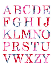 Colorful watercolor aquarelle imk font type handwritten hand draw doodle abc alphabet letters