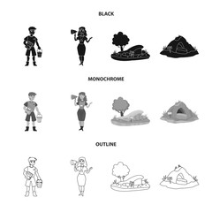 Vector design of nature  and fun  logo. Collection of nature  and entertainment stock symbol for web.