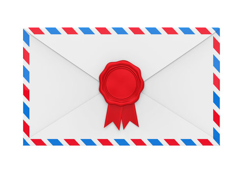 Envelope with Red Wax Seal Isolated