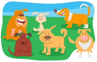 cute dogs cartoon characters group