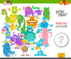 count cartoon monsters educational game