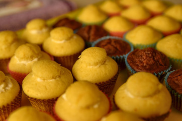 A tray full of cupcakes