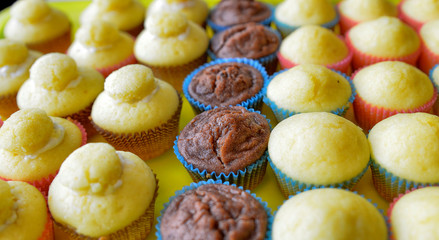 A tray full of cupcakes