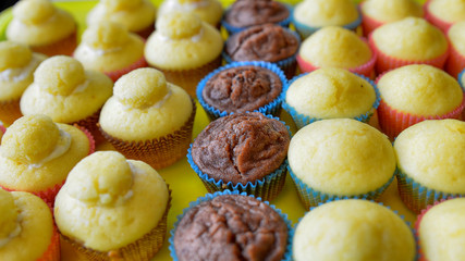 A tray full of cupcakes
