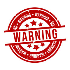 Red Warning Stamp. Eps10 Vector Badge.