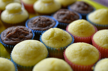 A tray full of cupcakes