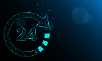 24 hours particle style design. Illustration vector