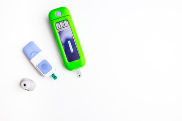 Blood sugar, glucose measurement equipment isolated on white background. Health protection, diabetes