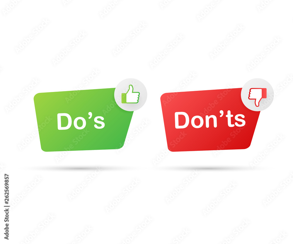 Poster do's and don'ts like thumbs up or down. flat simple thumb up symbol minimal round logotype element s