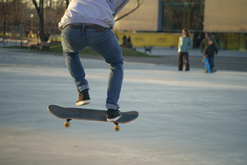 Skateboarder doing the trick