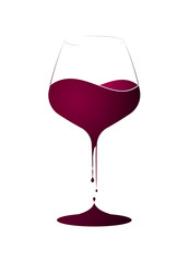 Wine shop or wine menu. Logo or emblem with a wine glass and wine splashing in it. Vertical layout.
