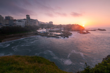City of Biarritz with its beautiful coast and the old sea port, at the North Basque Country.	