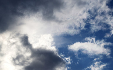 Dark stormy sky with clouds. Abstract climate change background on earth