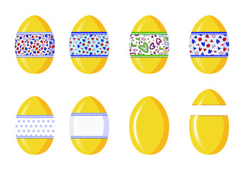 set of easter eggs isolated on white for package  toys and presents for kids