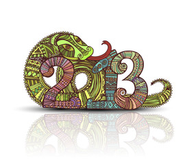 Year of the snake design 2013. Original Vector New Year card